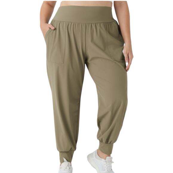 NWT Halara Beige High Waisted Pocket Joggers Womens Size Large - Picture 1 of 9